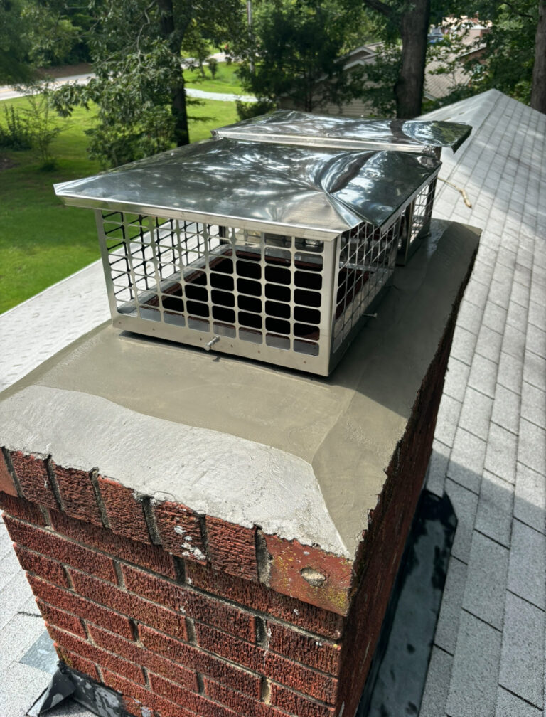 Chimney cement crown, cement to surface of chimney