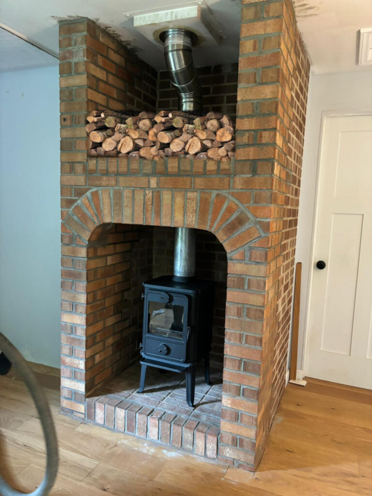 wood burning stove installation